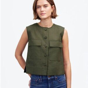 Madewell Green Crop Cargo-Pocket Crewneck Top